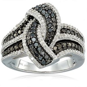 Black and White Pave swirl ring size 7
